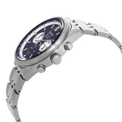 Seiko Discover More Chronograph Edelstahl blaues Zifferblatt Quarz SSB427P1 100M Herrenuhr