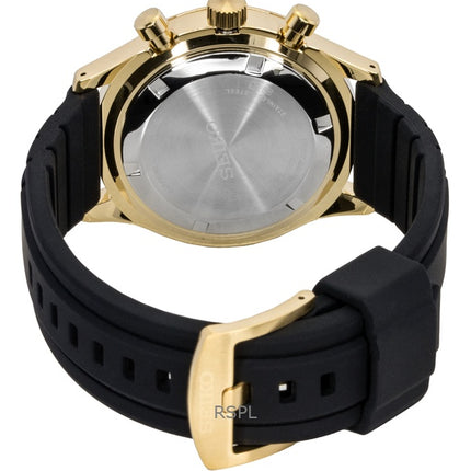 Seiko Sport Chronograph Silikonarmband Schwarzes Zifferblatt Quarz SSB446P1 100M Herrenuhr