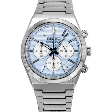 Seiko Conceptual Chronograph Edelstahl Hellblaues Zifferblatt Quarz SSB459P1 100M Herrenuhr