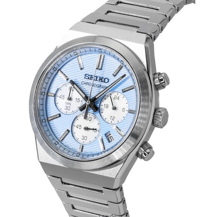 Seiko Conceptual Chronograph Edelstahl Hellblaues Zifferblatt Quarz SSB459P1 100M Herrenuhr