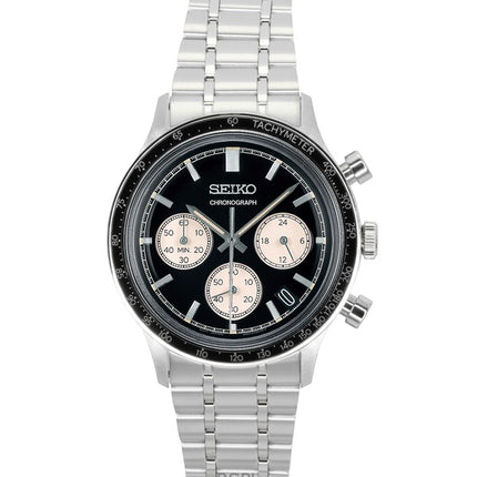 Seiko Chronograph Edelstahl Schwarzes Zifferblatt Quarz SSB479P1 Herrenuhr