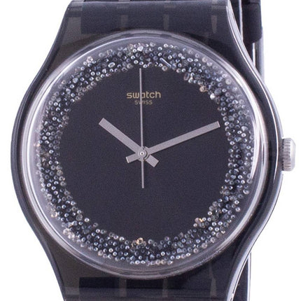 Swatch Darksparkles Schwarzes Zifferblatt Silikonarmband Quarz SUOB156 Herrenuhr