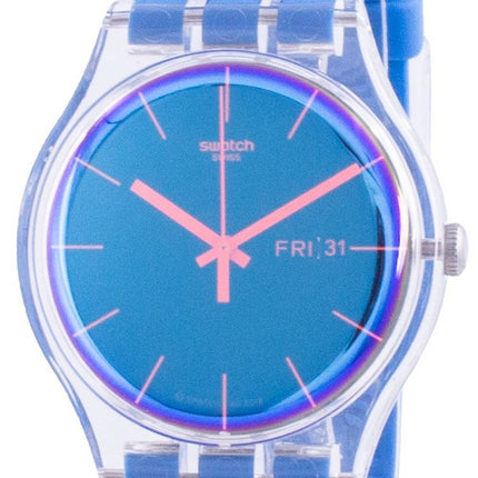 Swatch Polablue Blaues Zifferblatt Silikonarmband Quarz SUOK711 Herrenuhr