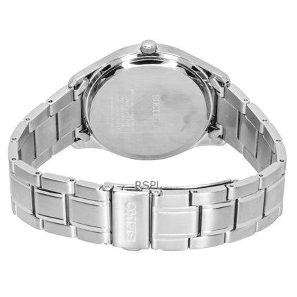 Seiko Classic Herrenuhr aus Edelstahl mit blauem Zifferblatt, Quarzwerk, Modell SUR419P1, wasserdicht bis 100 m