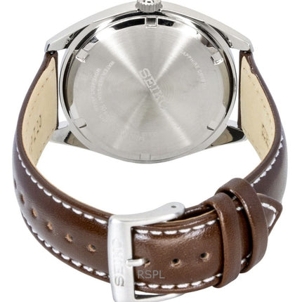 Seiko Neo Classic Herrenuhr mit Lederarmband, grünem Zifferblatt, Quarzwerk, Modell SUR449P1, wasserdicht bis 100 m