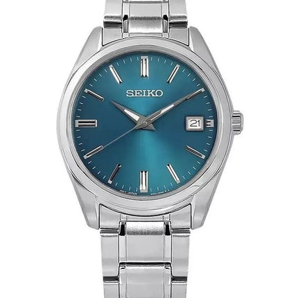 Seiko Classic Edelstahl blaues Zifferblatt Quarz SUR525P1 100M Herrenuhr