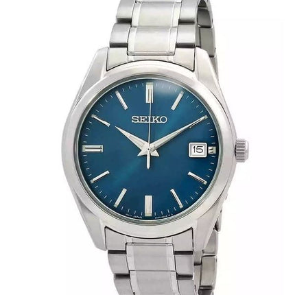 Seiko Classic Edelstahl blaues Zifferblatt Quarz SUR525P1 100M Herrenuhr
