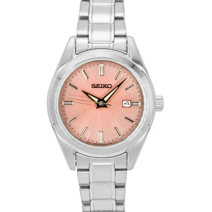 Seiko Conceptual Damenuhr aus Edelstahl mit rosa Zifferblatt, Quarzwerk, Modell SUR529P1, wasserdicht bis 100 m