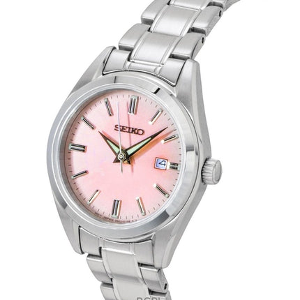 Seiko Conceptual Damenuhr aus Edelstahl mit rosa Zifferblatt, Quarzwerk, Modell SUR529P1, wasserdicht bis 100 m