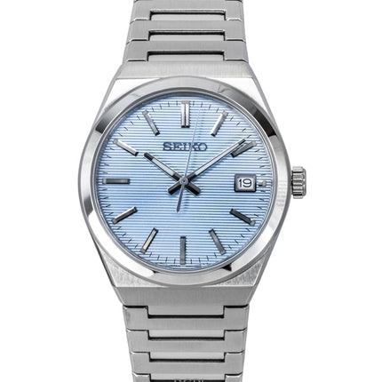 Seiko Classic Edelstahl Hellblaues Zifferblatt Quarz SUR599P1 100M Herrenuhr