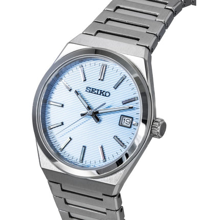 Seiko Classic Edelstahl Hellblaues Zifferblatt Quarz SUR599P1 100M Herrenuhr