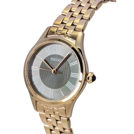 Seiko Classic Roségold Edelstahl Graues Zifferblatt Quarz SUR614P1 Damenuhr