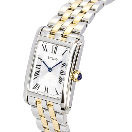 Seiko Zweifarbige Edelstahl-Quarzuhr mit silbernem Zifferblatt SWR087P1 für Damen