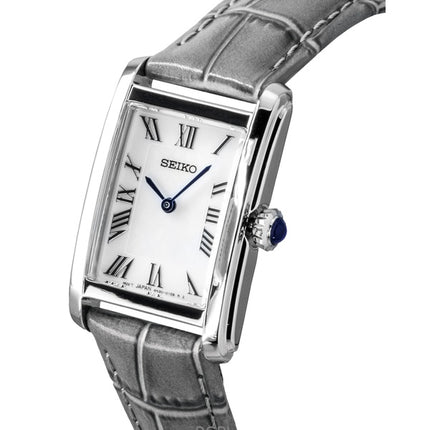 Seiko Classic Lederarmband Weißes Zifferblatt Quarz SWR099P1 Damenuhr