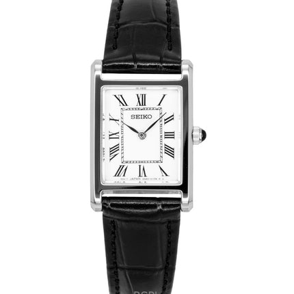 Seiko Classic Lederarmband Weißes Zifferblatt Quarz SWR107P1 Damenuhr