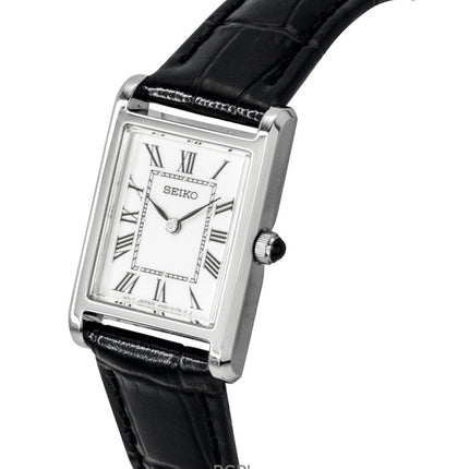 Seiko Classic Lederarmband Weißes Zifferblatt Quarz SWR107P1 Damenuhr