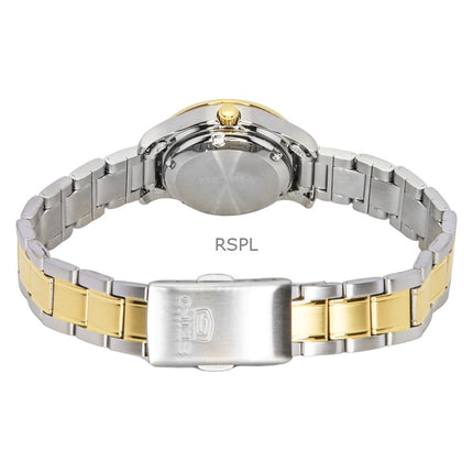 Seiko 5 Zweifarbige Edelstahl-Armbanduhr mit schwarzem Zifferblatt und 21 Steinen, Automatik, SYMD94K1, Damenuhr