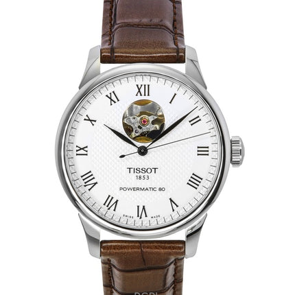 Tissot Le Locle Powermatic 80 Lederarmband Open Heart Silbernes Zifferblatt Automatik T006.407.16.033.01 Herrenuhr