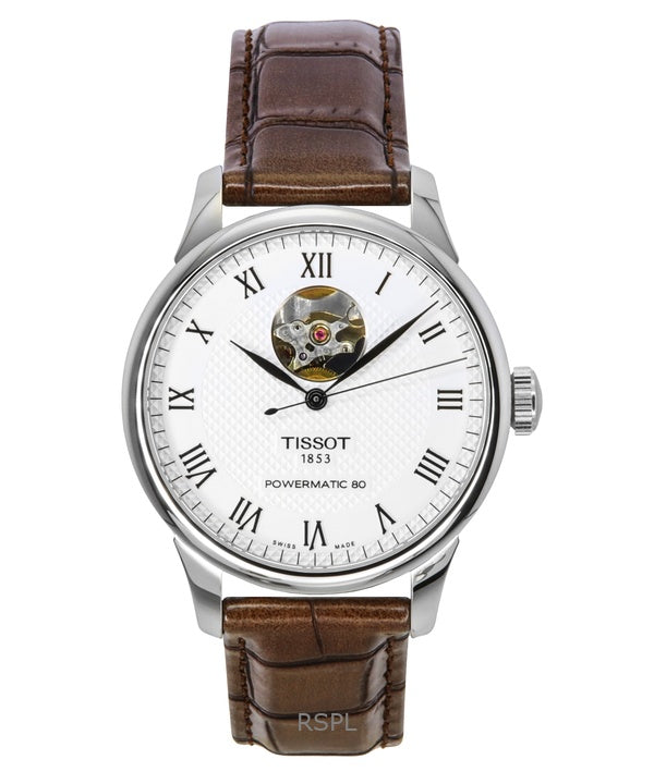 Tissot Le Locle Powermatic 80 Lederarmband Open Heart Silbernes Zifferblatt Automatik T006.407.16.033.01 Herrenuhr