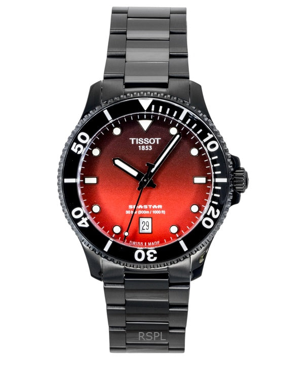 Tissot SeaStar 1000 Stainless Steel Red And Black Dial Quartz T120.410.33.421.00 300M Men's Watch