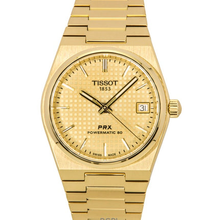 Tissot PRX Powermatic 80 Goldfarbenes Edelstahl-Champagner-Zifferblatt Automatik T137.207.33.021.00 100M Damenuhr