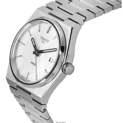 Tissot PRX Classic Contemporary Edelstahl weißes Perlmutt-Zifferblatt Quarz T137.210.11.111.00 100M Unisex-Uhr