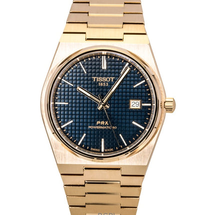 Tissot PRX Herrenuhr, Roségold, Edelstahl, blaues Zifferblatt, Automatik, T137.407.33.041.00, wasserdicht bis 100 m