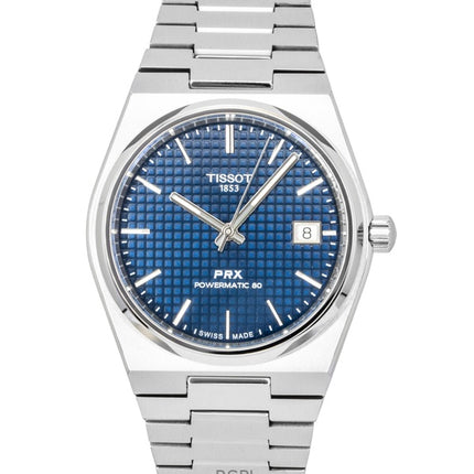 Tissot PRX Titanium Herrenuhr mit blauem Zifferblatt, Automatik, Referenznummer T137.807.44.041.00, wasserdicht bis 100 m
