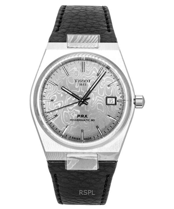 Tissot PRX Damaststahl, Synthetikarmband, graues Zifferblatt, Automatik, T137.807.96.081.00, 100 m, Herrenuhr