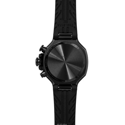 Tissot T-Race Chronograph Herrenuhr mit Silikonarmband, schwarzem Zifferblatt, Quarzwerk T141.817.37.051.00, wasserdicht bis 100 m