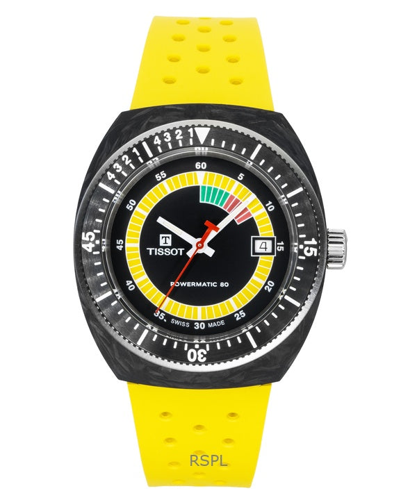 Tissot Sideral S Synthetikarmband Schwarzes Zifferblatt Automatische Taucheruhr T145.407.97.057.00 300M Herrenuhr