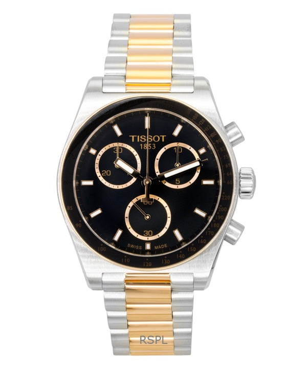 Tissot PR516 Chronograph Two Tone Stainless Steel Black Dial Quartz T149.417.22.051.01 100M Men's Watch