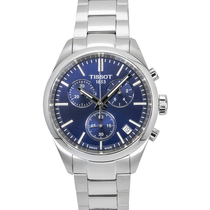 Tissot PR 100 Chronograph Edelstahl Blaues Zifferblatt Quarz T150.417.11.041.00 100M Herrenuhr
