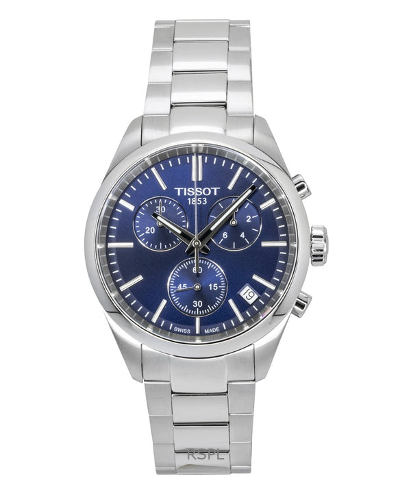 Tissot PR 100 Chronograph Edelstahl Blaues Zifferblatt Quarz T150.417.11.041.00 100M Herrenuhr