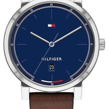 Tommy Hilfiger Thompson Blue Dial Lederarmband Quarz 1791780 50M Herrenuhr