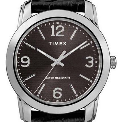 Timex Classic schwarzes Zifferblatt Lederarmband Quarz TW2R86600 Herrenuhr