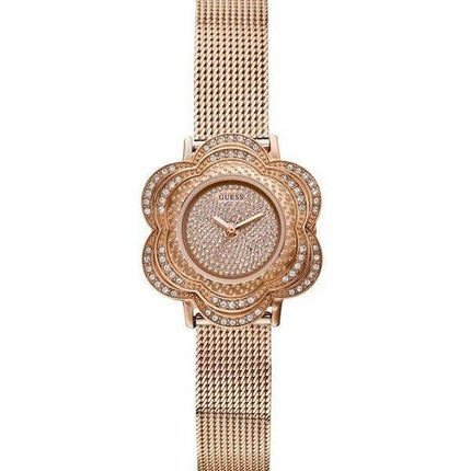 Schätze Rose Gold Tone Floral Mesh U0139L3 Damenuhr