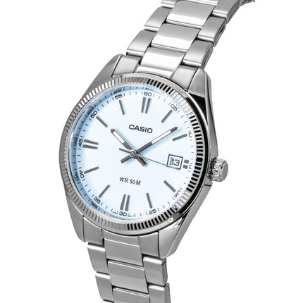 Casio Analog-Uhr aus Edelstahl mit türkisfarbenem Zifferblatt, Quarzwerk, UTP-1302PD-2A2V, Unisex