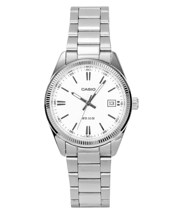 Casio Analog-Uhr aus Edelstahl mit silbernem Zifferblatt, Quarzwerk, UTP-1302PD-7AV, Unisex