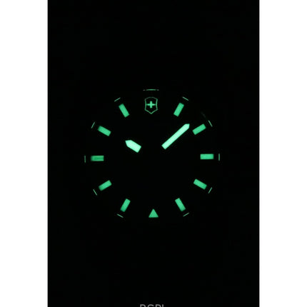 Victorinox INOX Kautschukarmband, blaues Zifferblatt, automatische Taucheruhr 242022-1, 200 m, Herrenuhr mit Geschenkset