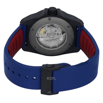 Victorinox INOX Kautschukarmband, blaues Zifferblatt, automatische Taucheruhr 242022-1, 200 m, Herrenuhr mit Geschenkset