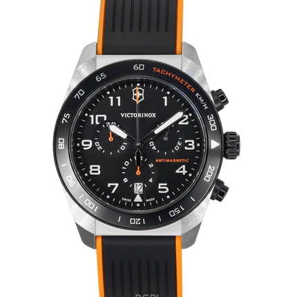 Victorinox Swiss Army Chronograph Kautschukarmband Schwarzes Zifferblatt Quarz 242050 100M Herrenuhr