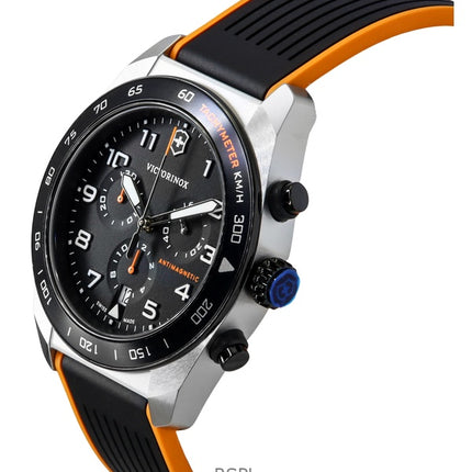 Victorinox Swiss Army Chronograph Kautschukarmband Schwarzes Zifferblatt Quarz 242050 100M Herrenuhr