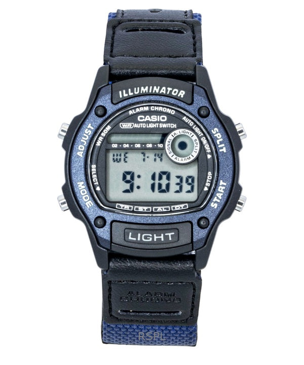 Casio Standard Digitaluhr mit Leder- und Stoffarmband, Quarzwerk, W-220HF-2AV, Unisex-Uhr