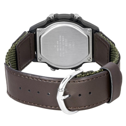 Casio Standard Digitaluhr mit Leder- und Stoffarmband, Quarzwerk, W-220HF-3AV, Unisex-Uhr