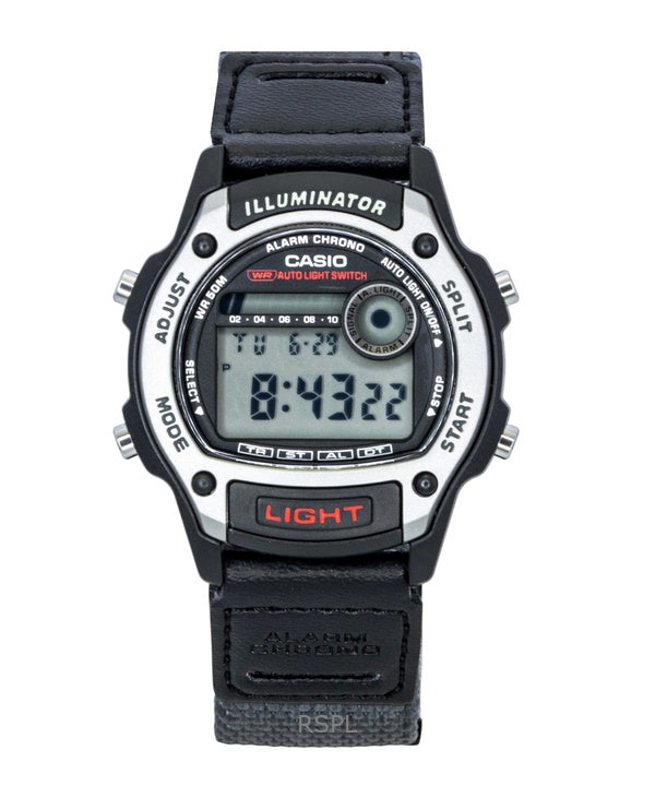 Casio Standard Digitaluhr mit Leder- und Stoffarmband, Quarzwerk, W-220HF-8AV, Unisex-Uhr