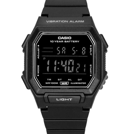 Casio Standard Digitaluhr mit Harzarmband, schwarzem Zifferblatt, Quarzwerk, W-738H-1BV, wasserdicht bis 100 m, Herrenuhr