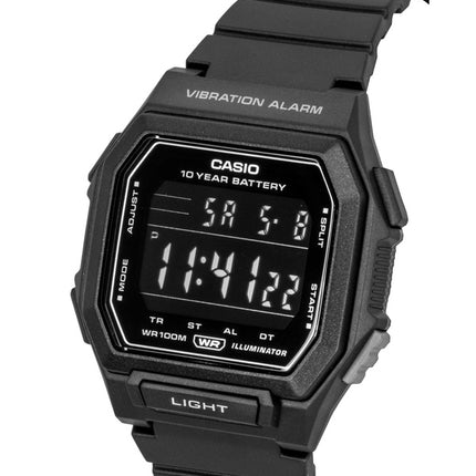 Casio Standard Digitaluhr mit Harzarmband, schwarzem Zifferblatt, Quarzwerk, W-738H-1BV, wasserdicht bis 100 m, Herrenuhr
