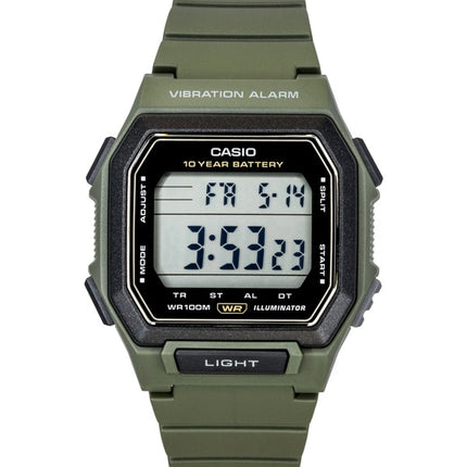 Casio Digitaluhr für Herren, Armband aus Kunstharz, schwarzes Zifferblatt, Quarz, W-738H-3AV, wasserdicht bis 100 m