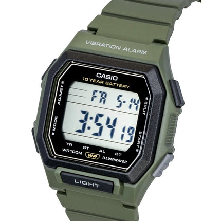 Casio Digitaluhr für Herren, Armband aus Kunstharz, schwarzes Zifferblatt, Quarz, W-738H-3AV, wasserdicht bis 100 m